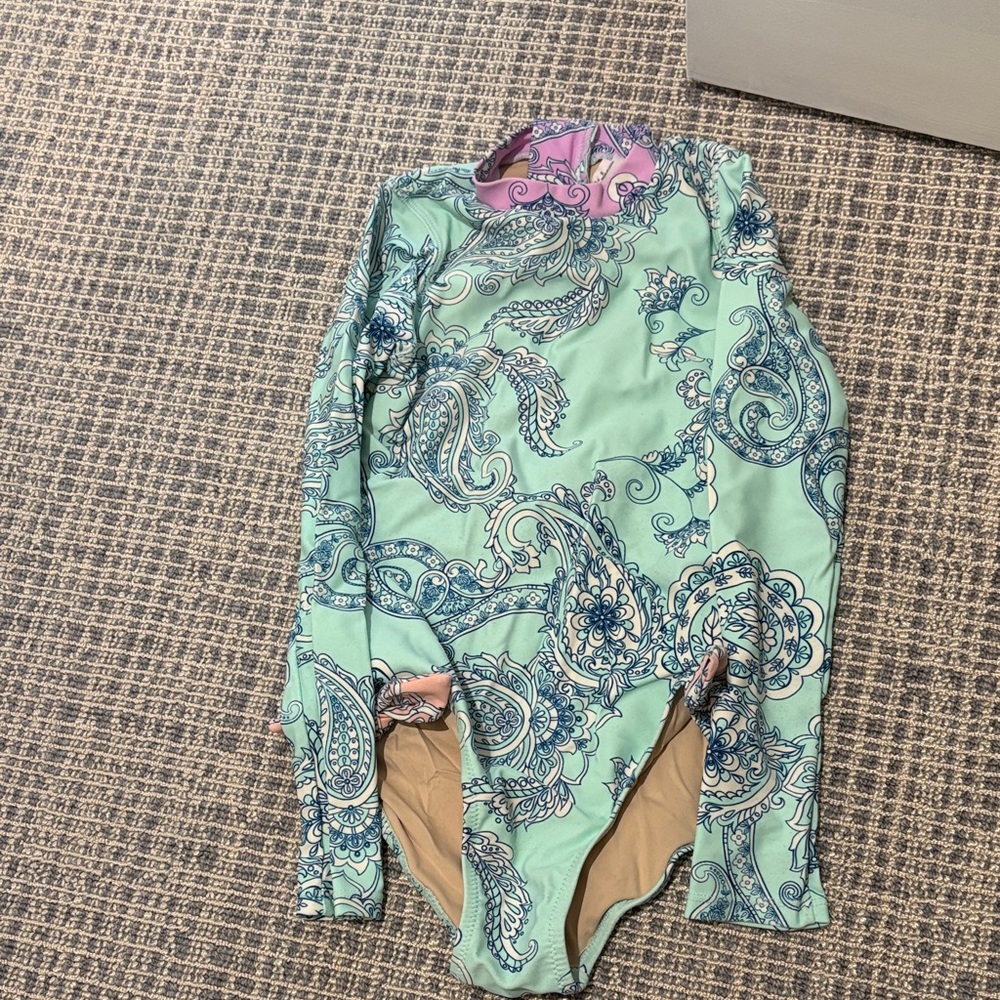 Kids Paisley One Piece Swimsuit - Mint and Lavender